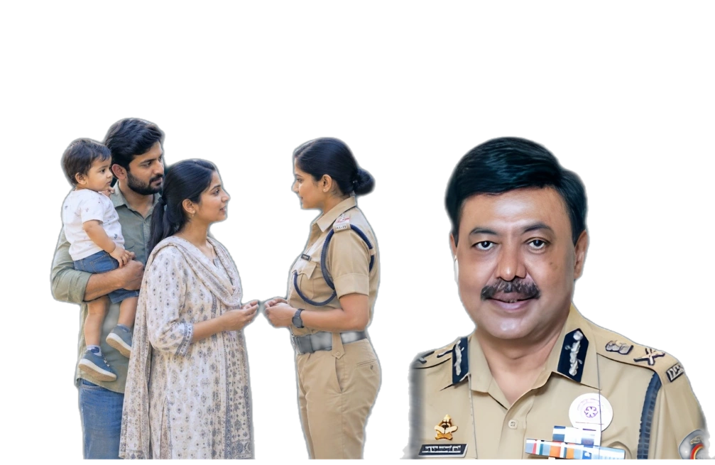 Thane Police Commissioner with a family and a woman police officer
